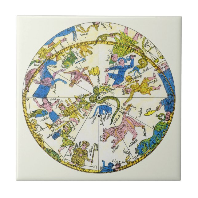 Carreau Céleste Vintage, Sphère Arabe, Constellations (Devant)