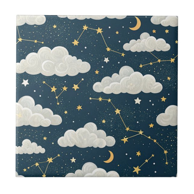 Carreau Celestial Constellation Star Pattern (8) (Devant)