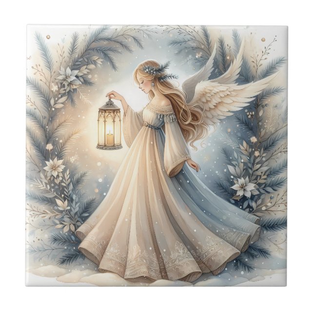 Carreau Celestial Winter Angel Lantern of Peace (Devant)