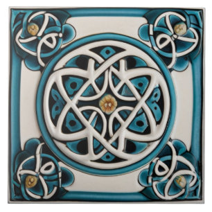 Carreau Celtic Knot Inspiré Turquoise et Blanc