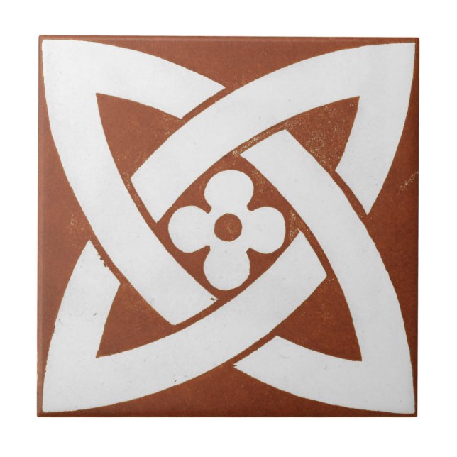 Carreau Celtic rouge de conception en céramique irlandaise (Devant)