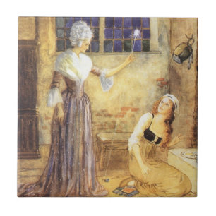 Carreau Cendrillon de conte de fée vintage avec la fée mar