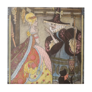 Carreau Cendrillon et Marraine Fée, Conte de Fées Vintage