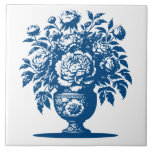 Carreau Ceramic Tile<br><div class="desc">Elegant vintage-style design inspired by blue chinoiserie ceramics featuring a decorative floral vase motif. Perfect for lovers of classic Asian-inspired patterns,  antique porcelain aesthetics,  and timeless home decor art.</div>