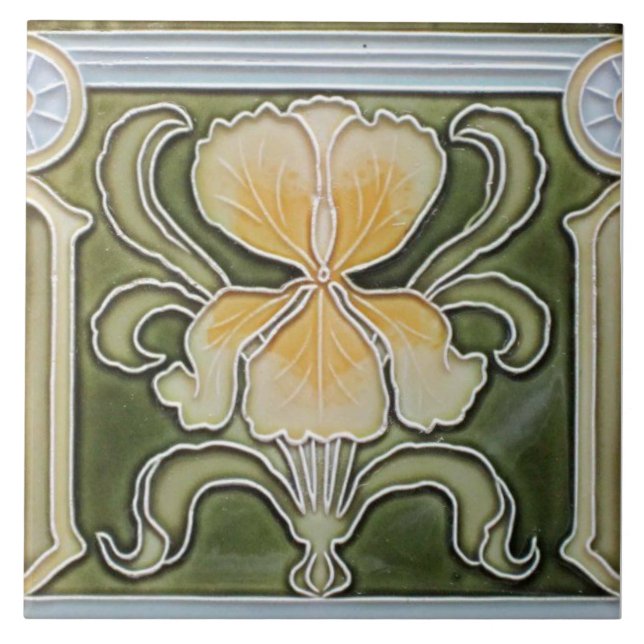 Carreau Ceramic Tile - Art Nouveau Iris Border Tile (Devant)