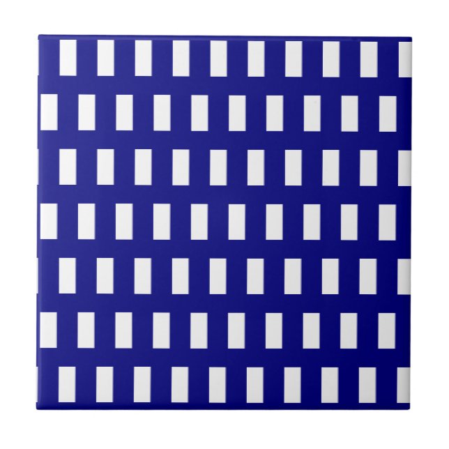 Carreau Ceramic Tile Blue & White Stripe Checkered (Devant)