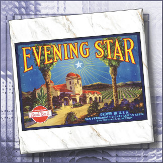 Carreau CERAMIC TILE - ''Evening Star'' - Crate Label