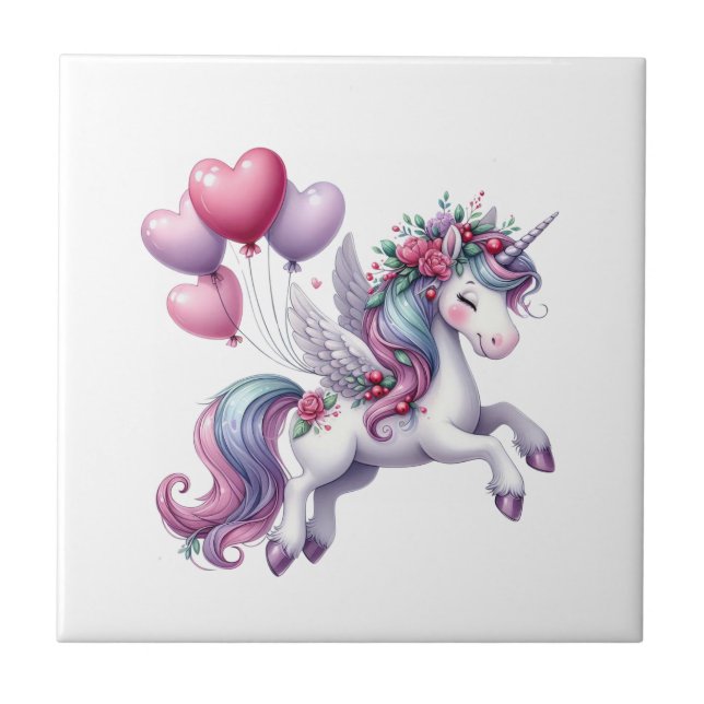 Carreau Ceramic Tile Floral Unicorn Flowers  (Devant)