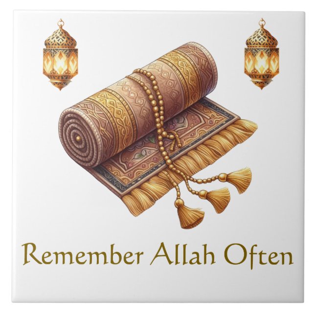 Carreau Ceramic Tile-Islamic Prayer Mat – Tasbeeh Design (Devant)