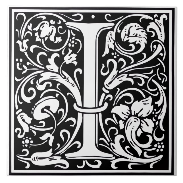 Carreau Ceramic Tile - Monogram Alphabet I black White (Devant)