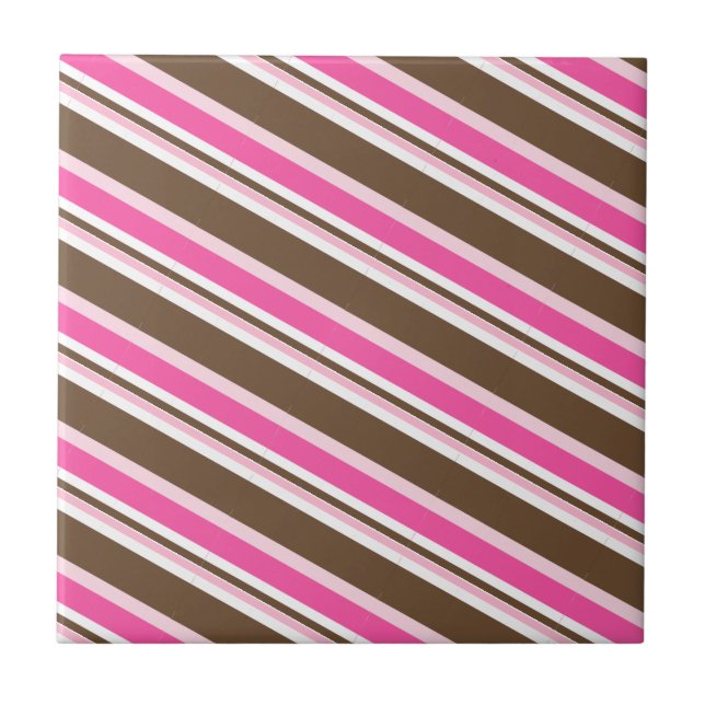 Carreau Ceramic Tile Pink Brown White Stripe (Devant)