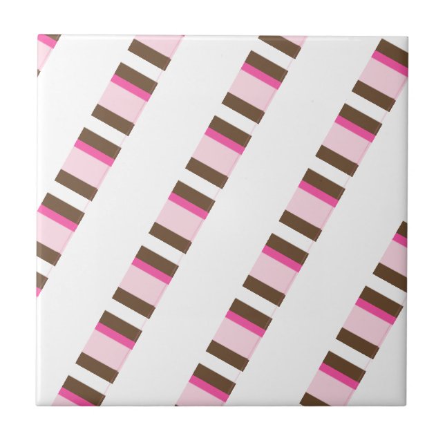 Carreau Ceramic Tile Pink Brown White Stripe (Devant)
