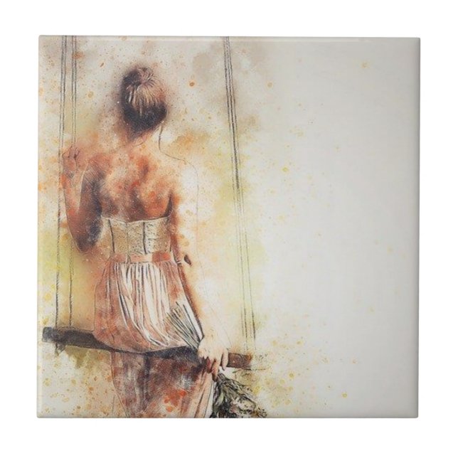 Carreau Ceramic Tile Rustic Woman  (Devant)