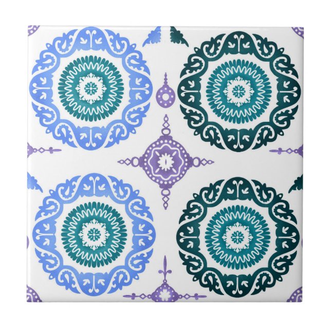 Carreau Ceramic Wall Tile – Portuguese Blue & Teal. (Devant)