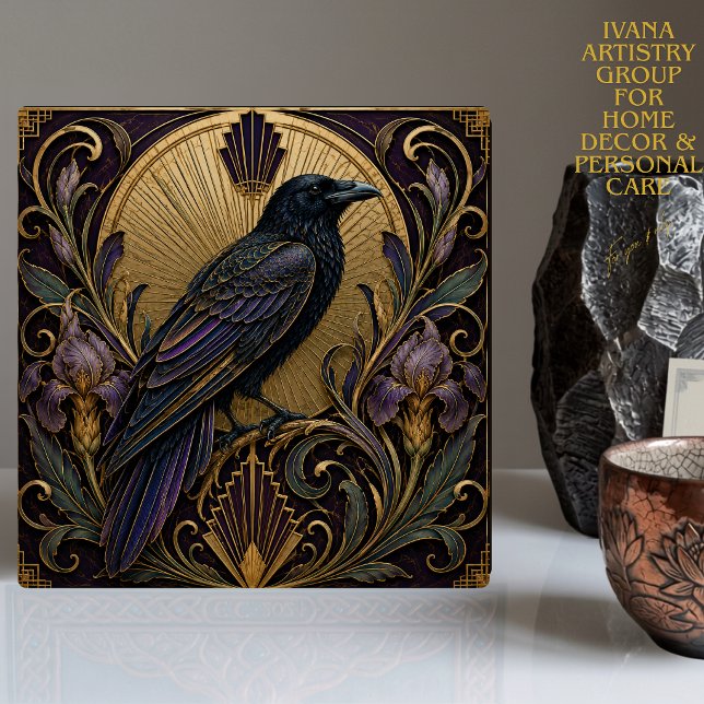 CARREAU CÉRAMIQUE ART DÉCO EXOTIQUE CORBEAU (Créateur téléchargé)