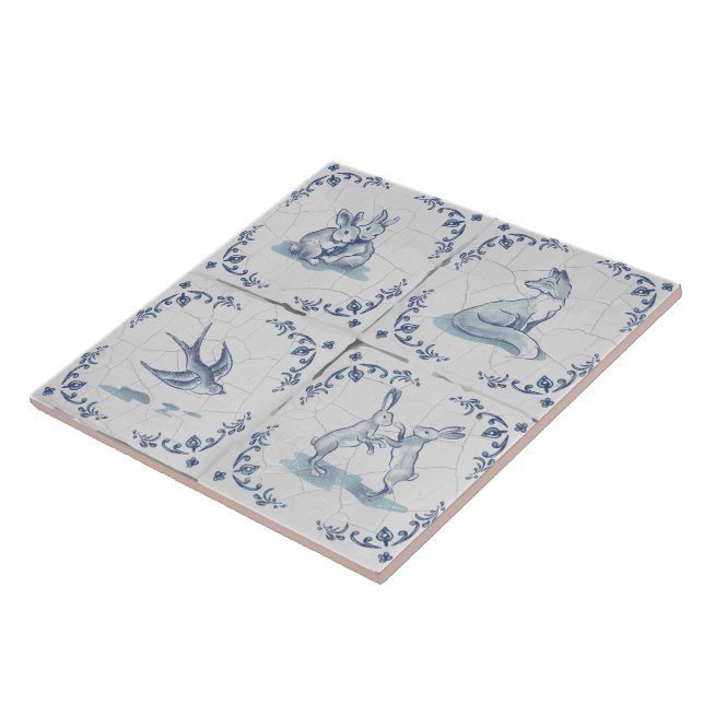 Carreau céramique de Delft dessous de plat Animaux (Côté)