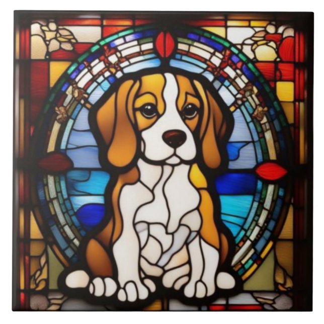 Carreau céramique décoratif Beagle mignon (Devant)