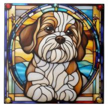 Carreau céramique décoratif Shih Tzu mignon