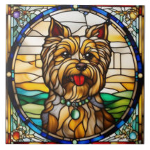 Carreau céramique décoratif Yorkie mignon
