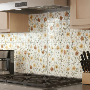 Carreau Céramique Fleur Sauvage Aquarelle Boho