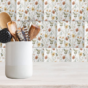 Carreau Céramique Fleur Sauvage Aquarelle Boho