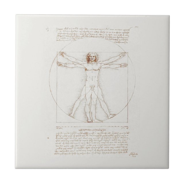 CARREAU CÉRAMIQUE: LEONARDO DA VINCI : VITRUVIAN (Devant)
