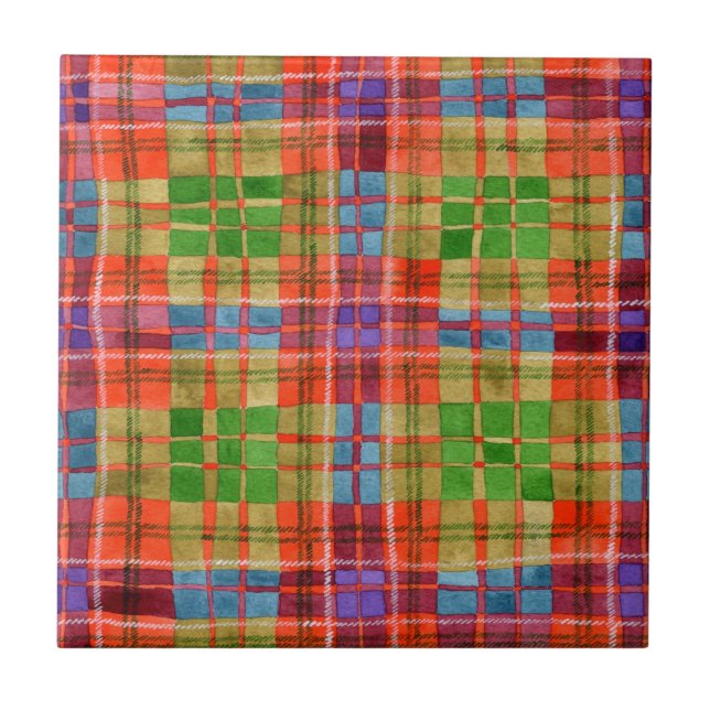CARREAU CÉRAMIQUE MAC RAE TARTAN 4,25" (Devant)