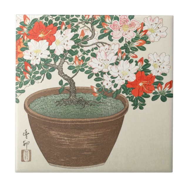 CARREAU CÉRAMIQUE: OHARA KOSON : AZALEAS (Devant)