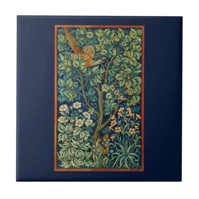 CARREAU CÉRAMIQUE: PHÉASANT : WILLIAM MORRIS (Devant)