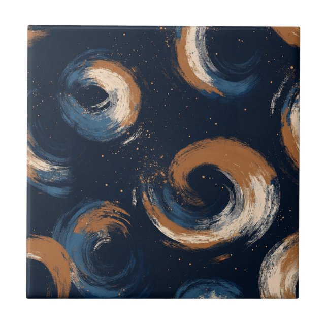 Carreau Cercle bleu et Brown sur Arrière - plan foncé (Devant)