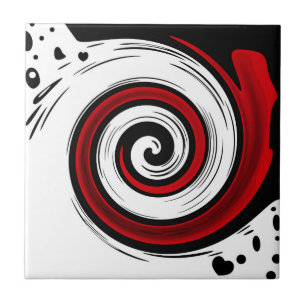 Carreau Cercle liquide torse moderne noir rouge blanc
