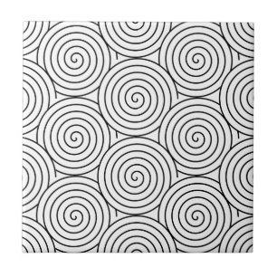 Carreau Cercle minimal simple noir blanc Motif hypnotique