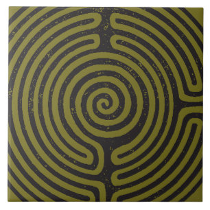 Carreau Cercle Noir Labyrinthe (Olive) Art fin