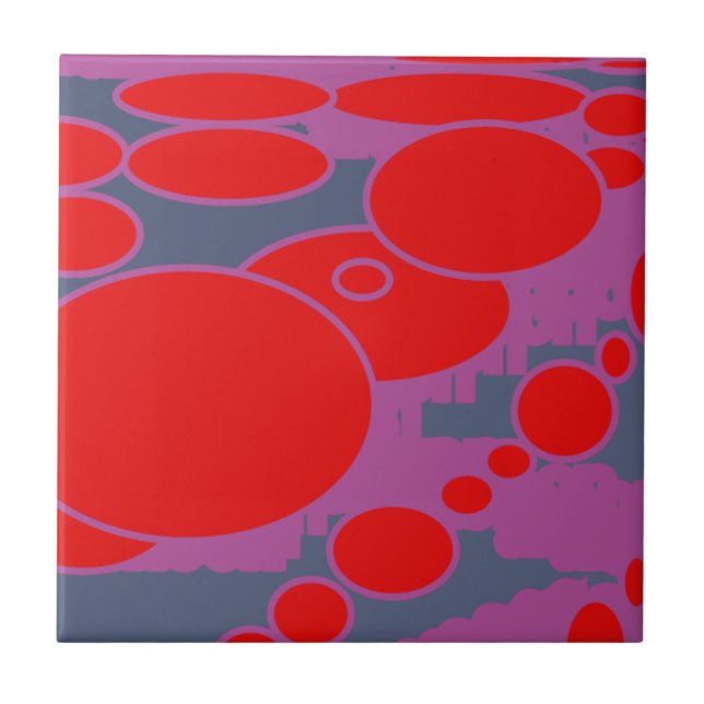 Carreau cercle rouge et art abstrait violet bleu foncé (Devant)