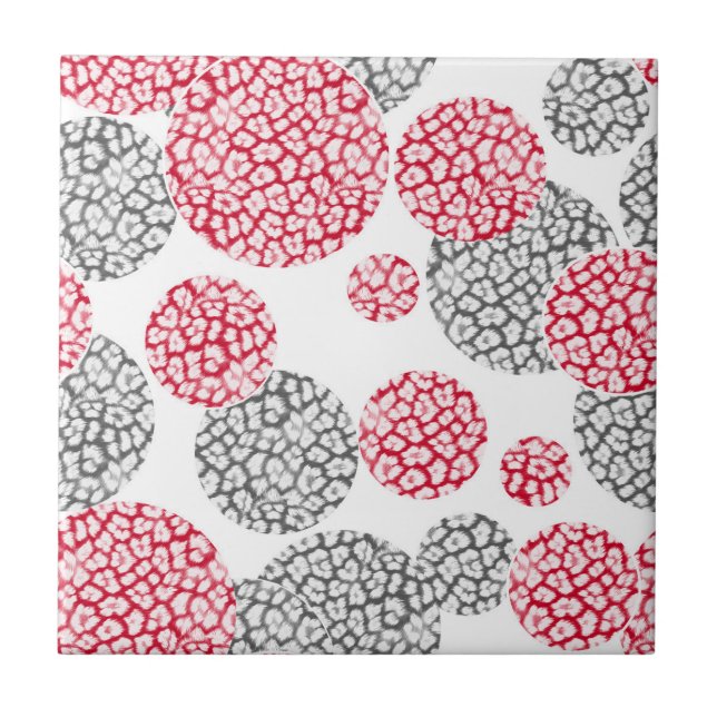 Carreau Cercles avec imprimé léopard gris et rouge (Devant)