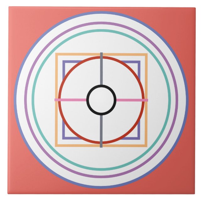 CARREAU CERCLES, CARRÉS ET LIGNES MULTICOLORÉS (Devant)