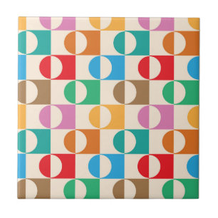 Carreau Cercles colorés du milieu du siècle sur Motif Carr