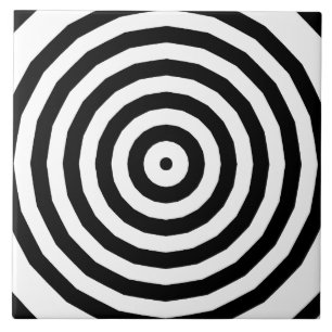 Carreau Cercles concentriques noir et blanc Illusion d'opt