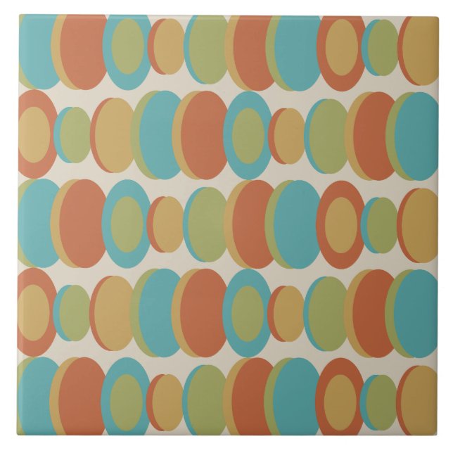 Carreau Cercles d'art Abstraits rétrogrades multicolores (Devant)