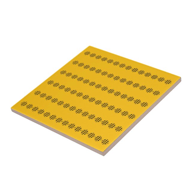 Carreau Cercles de points noirs sur fond jaune doré beurré (Côté)
