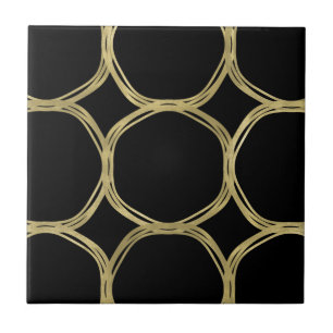 Carreau Cercles d'or & Elegant Black Glam Chic Moderne