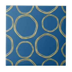 Carreau Cercles d'or et Rustique Aqua Blue Chic Moderne