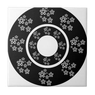 Carreau Cercles floraux noirs orientaux Design