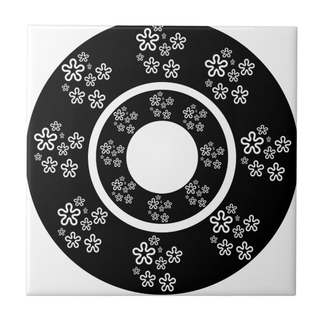 Carreau Cercles floraux noirs orientaux Design (Devant)