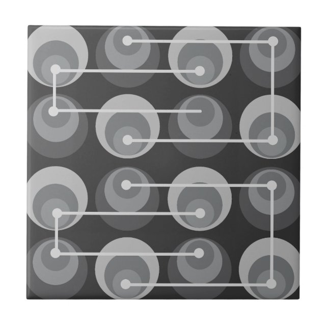 Carreau Cercles Mid Century Gris Foncé (Devant)