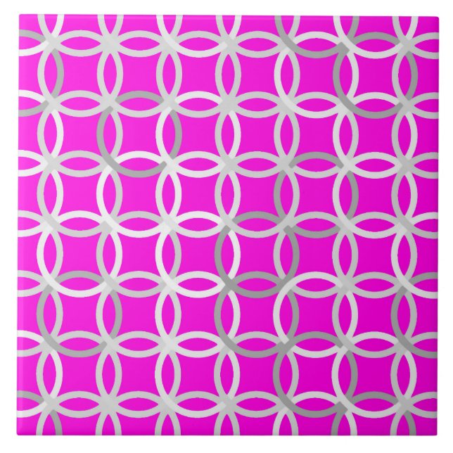 Carreau Cercles Modernes du Milieu du Siècle, magenta, gri (Devant)