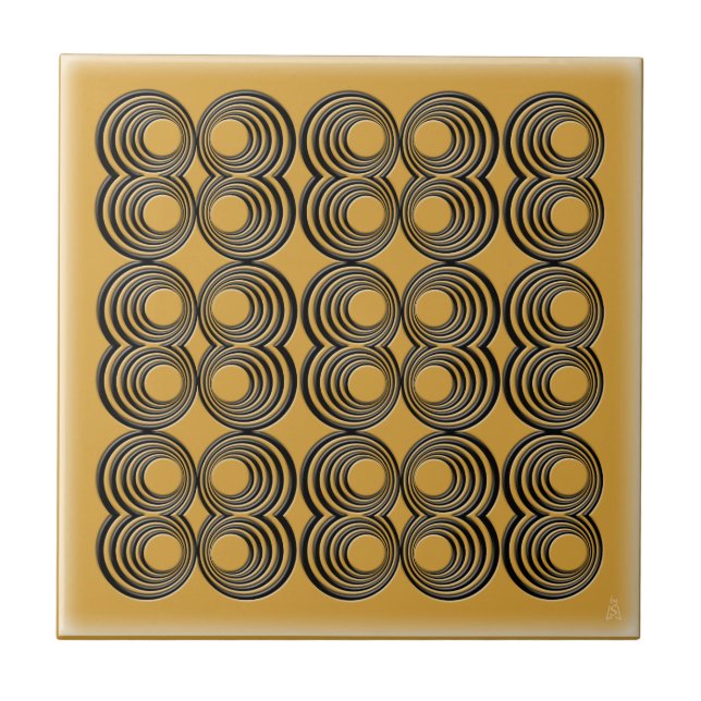 Carreau Cercles noirs concentriques au-dessus d'or de (Devant)