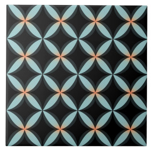 Carreau Cercles noirs et bleus, motif sans couture