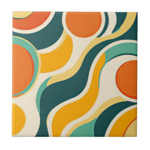 Carreau Cercles orange et flux de couleurs