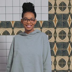 Carreau Cercles solaires Symétrie du milieu du siècle Art